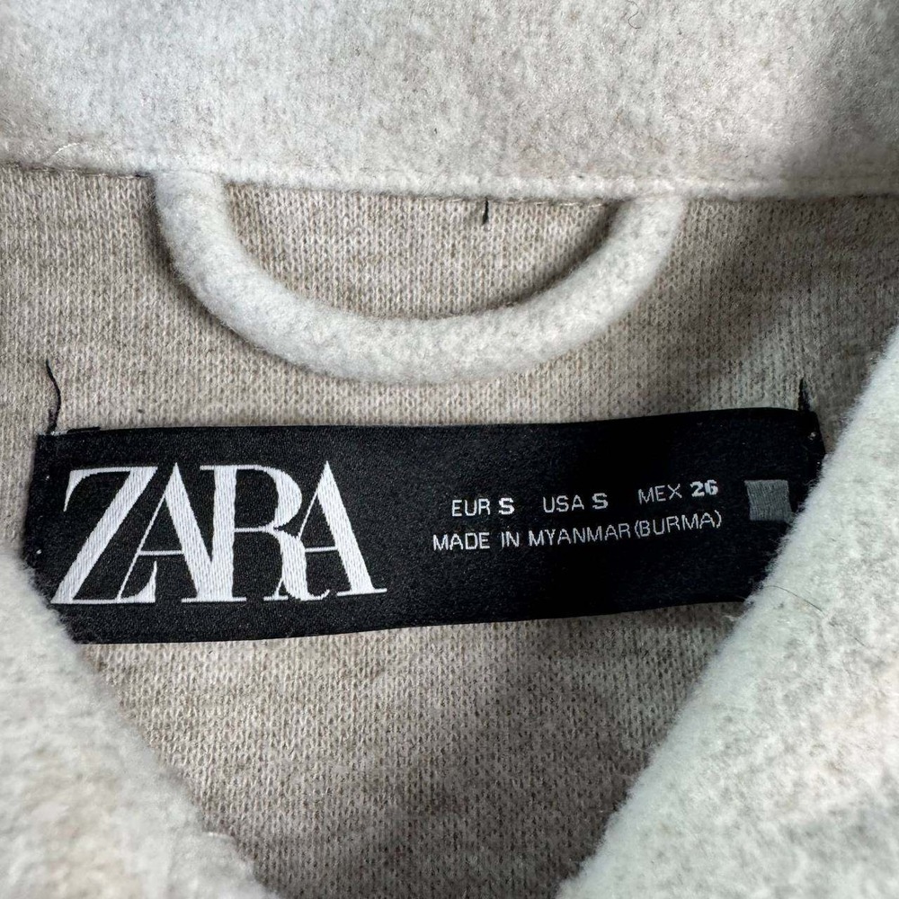 Zara Shirt Jacket Womens Small Oatmeal Heather Snap Front Oversized Shacket - Picture 4 of 13
